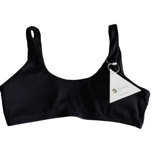NWT Buff Bunny Medium Chasing Waterfalls Ribbed Onyx Black Bikini Top